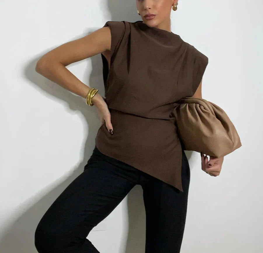 Asymmetric Pleated Trim Short Sleeve Party Dress