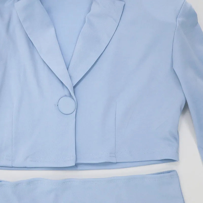 Long Sleeve Top High Waist Suit Mini Dress