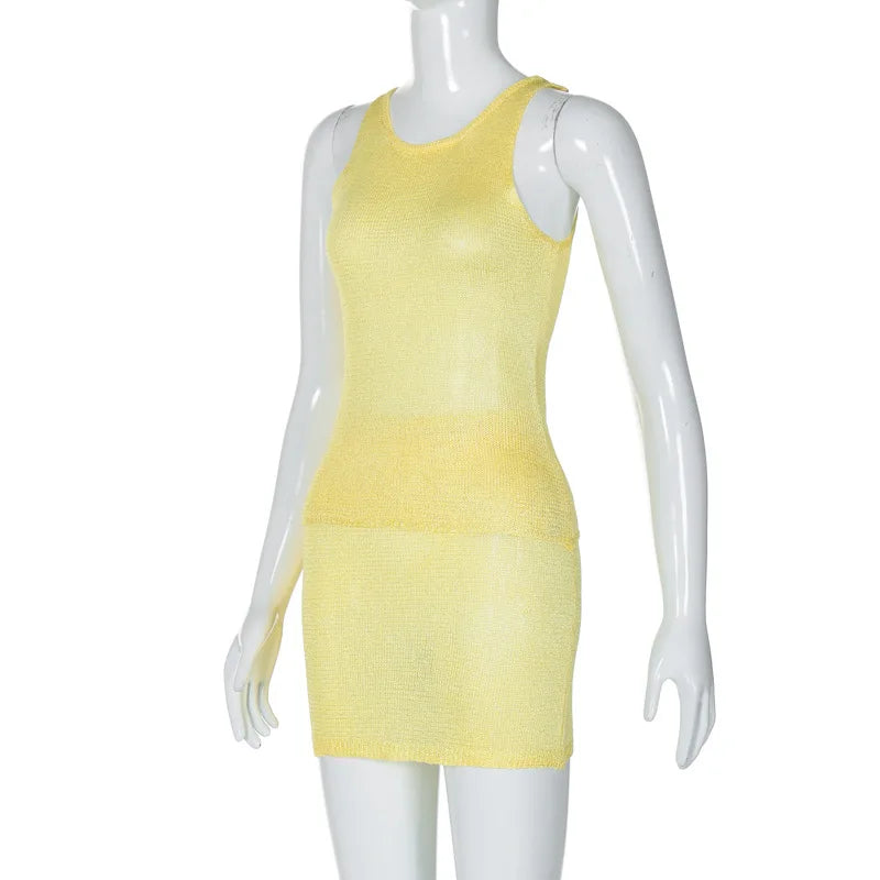 Solid Knit Two Piece Chic Mini Dress