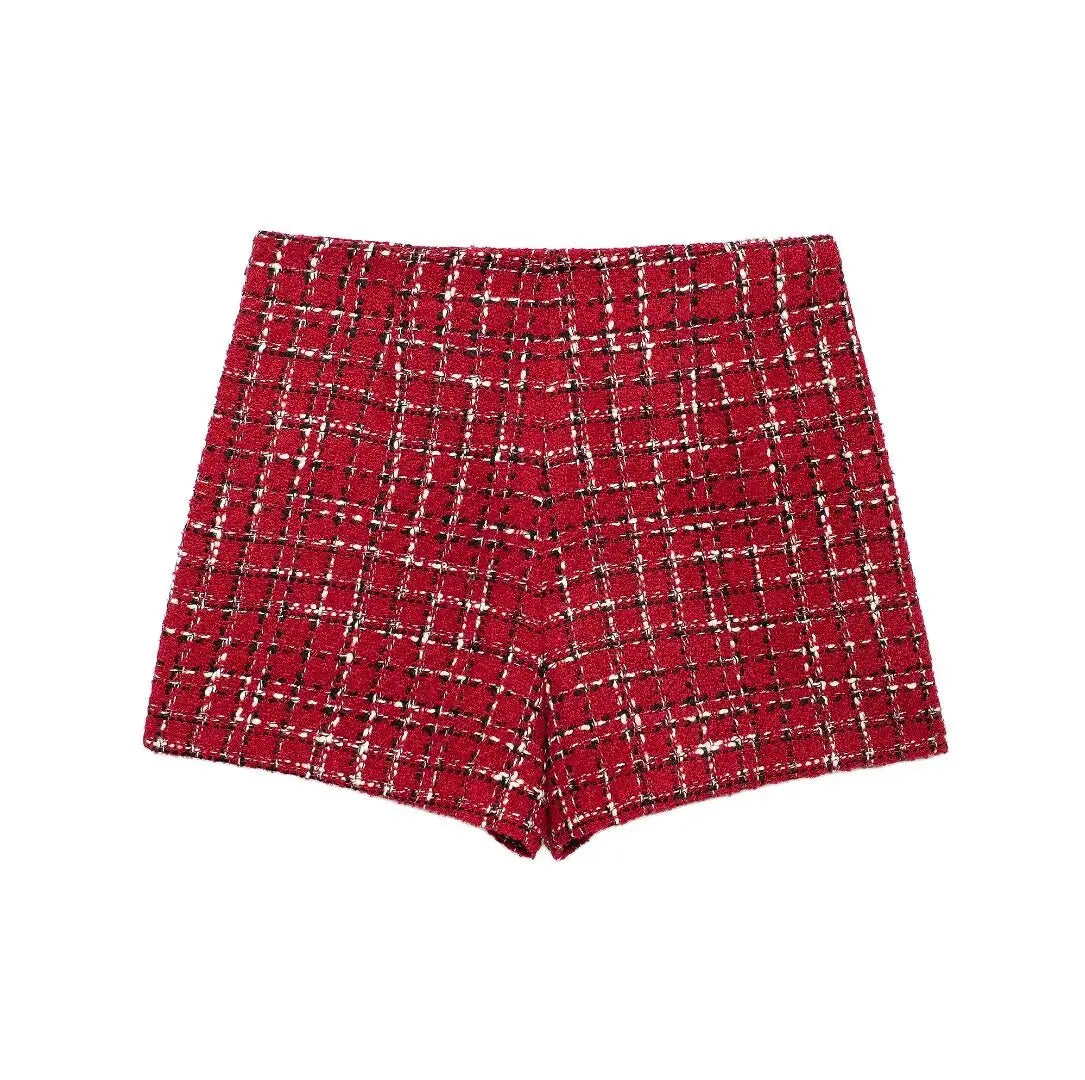 Plaid Lapel Coat Side Zipper Short Party Dress
