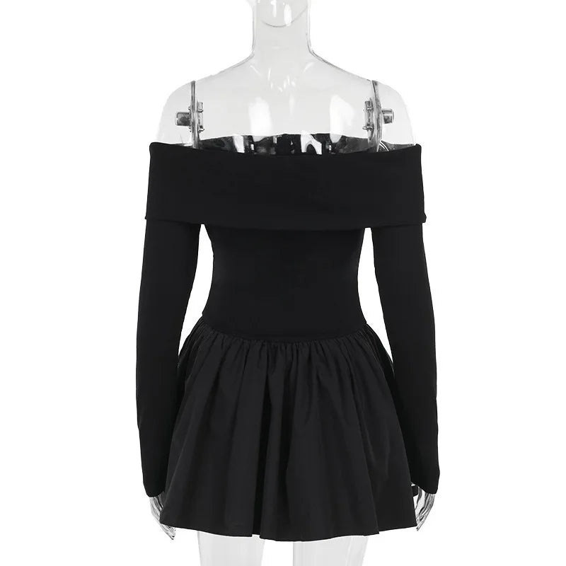 Off Shoulder Slash Neck Backless Mini Dress