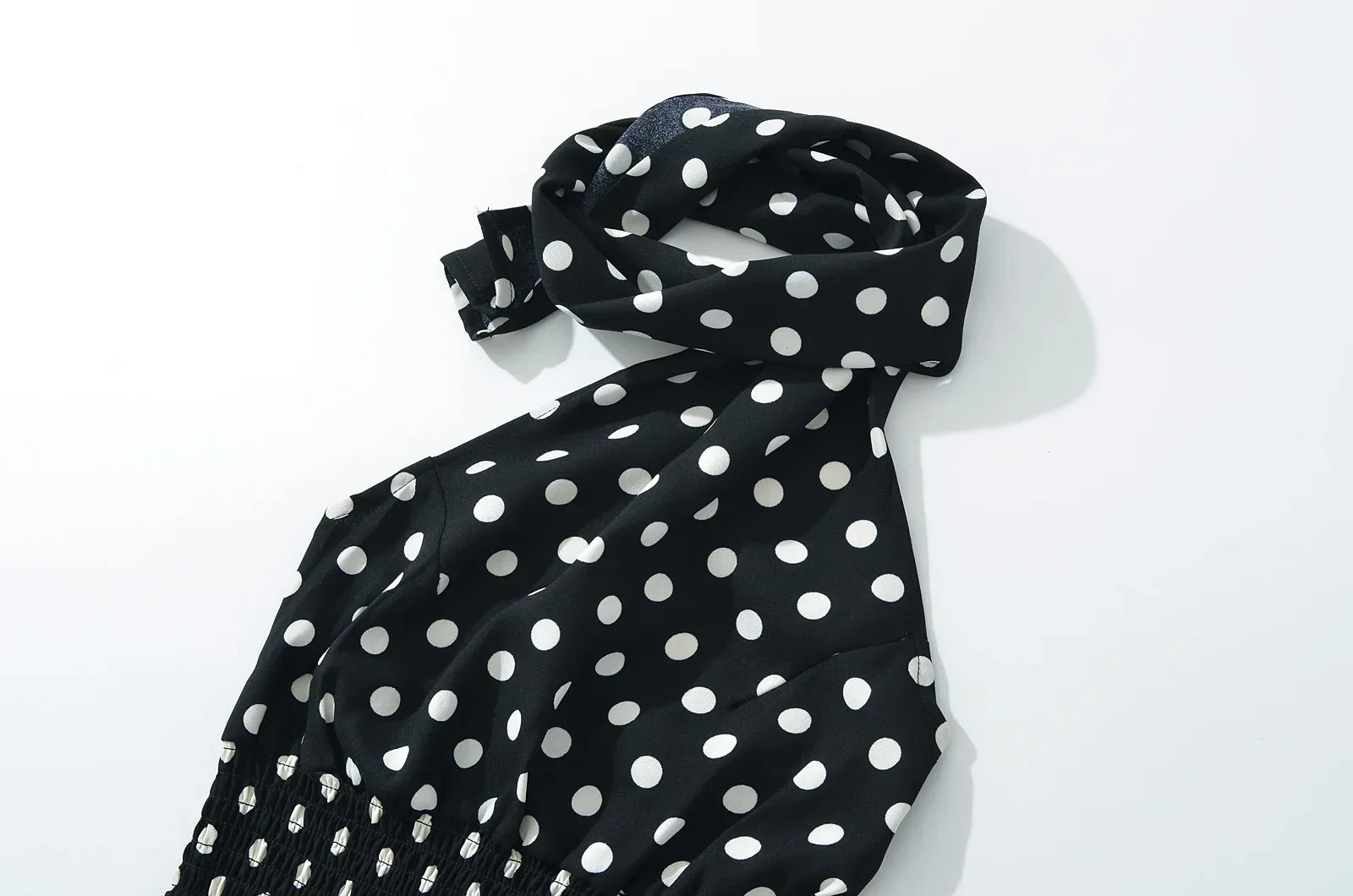 Polka Dot Halter Elastic Waist Two Piece Mini Dress