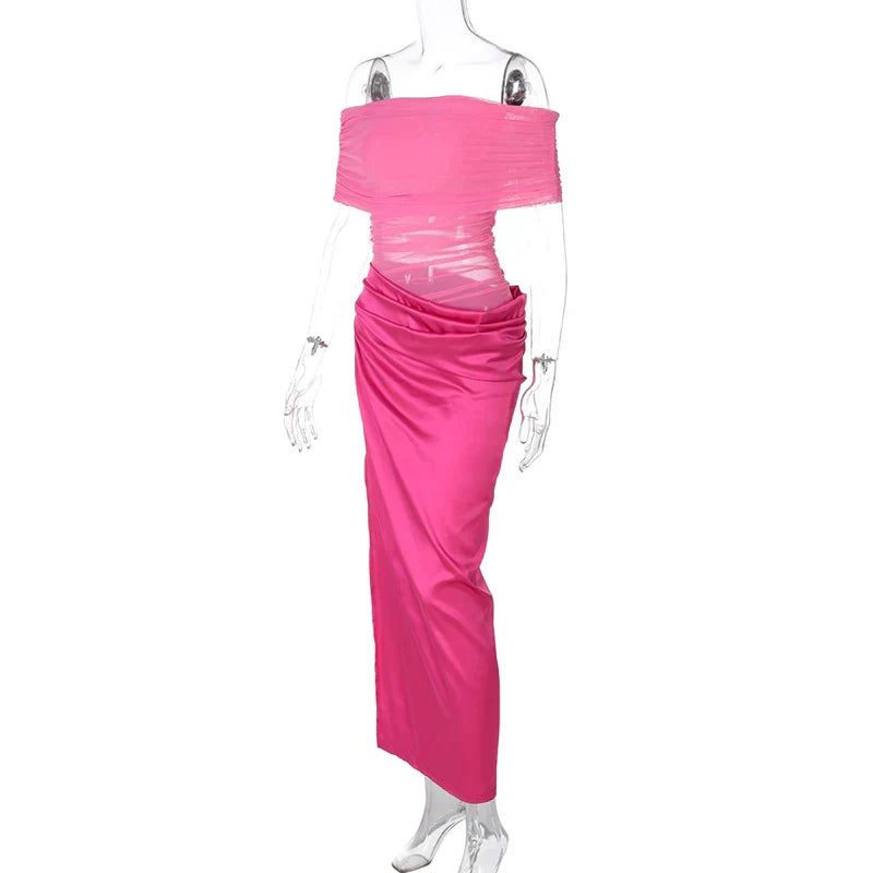 Off Shoulder Strapless Backless Maxi Dress