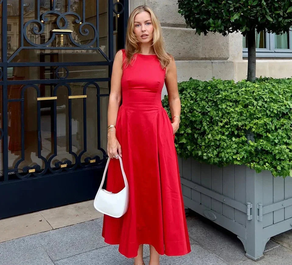 Solid Halter Backless Long Party Dress