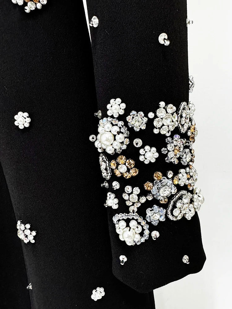 Long Sleeve Beaded Luxurious Maxi Dress