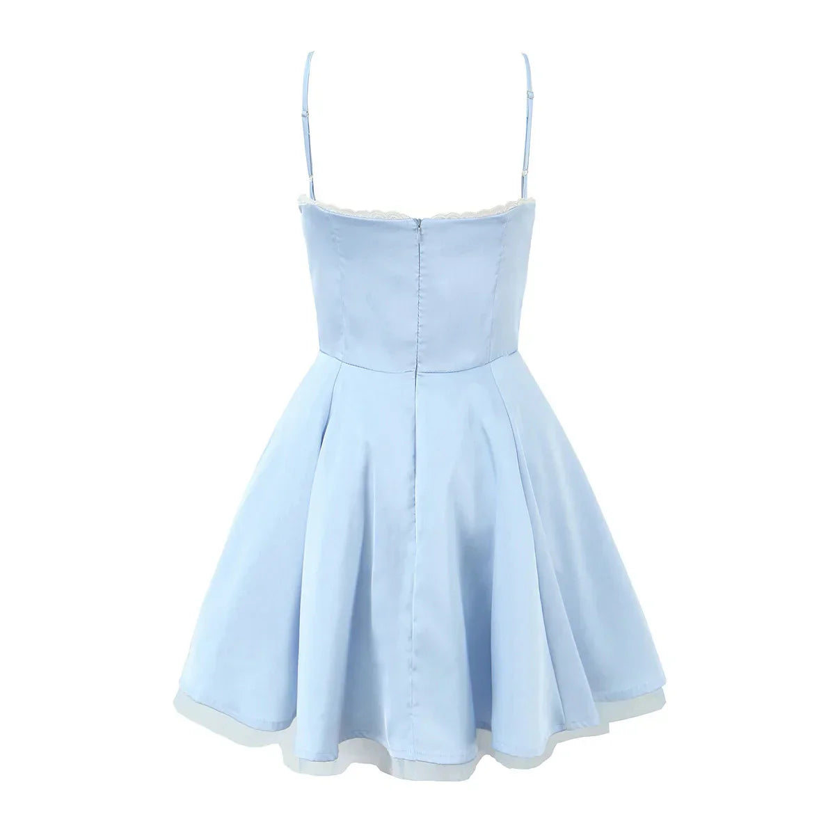 Satin Corset Lace Layered Hem Mini Dress