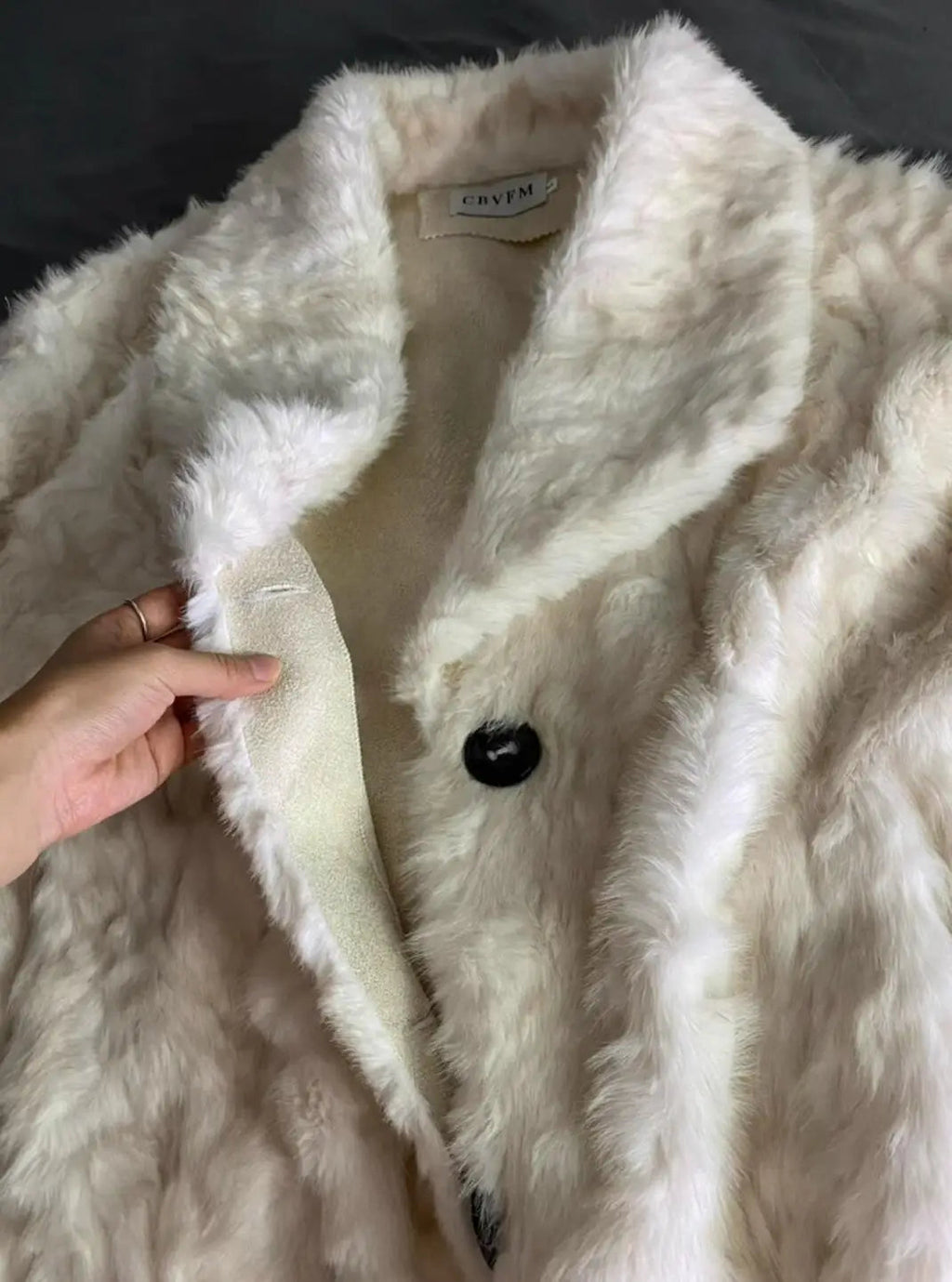 Large Lapel Shaggy Faux Fur Long Party Dress