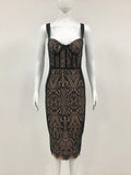 Black Lace Patchwork Elegant Midi Dress