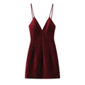 Red Velvet Spaghetti Strap Festive Mini Dress