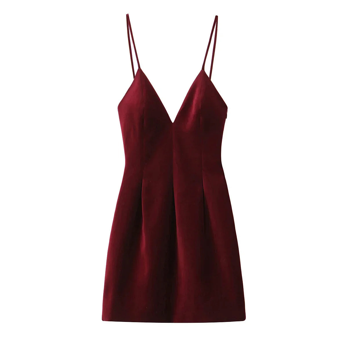 Red Velvet Spaghetti Strap Festive Mini Dress
