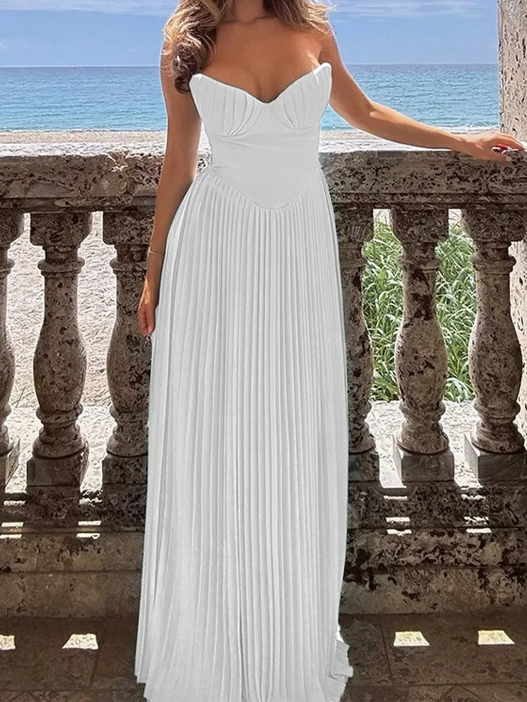 Pleated Flowy Maxi Dress