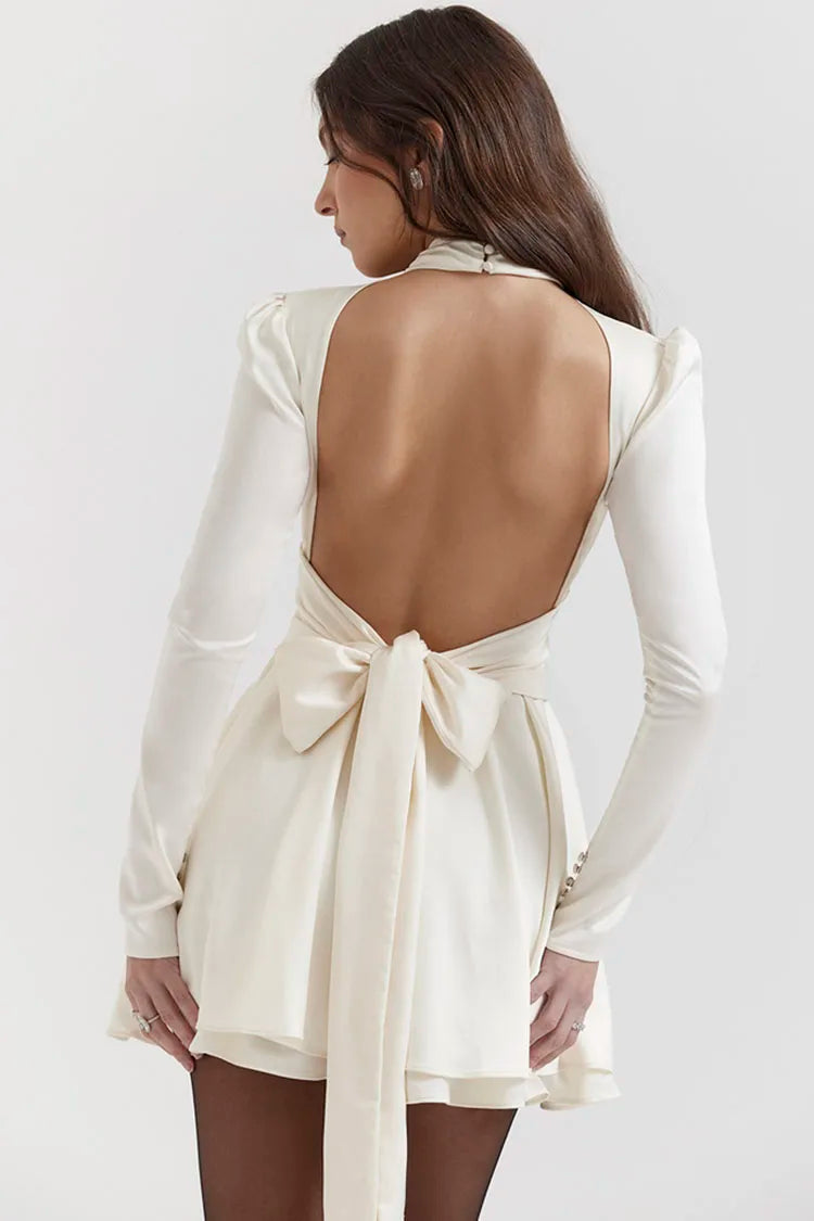 White Satin Elegant Mini Party Dress