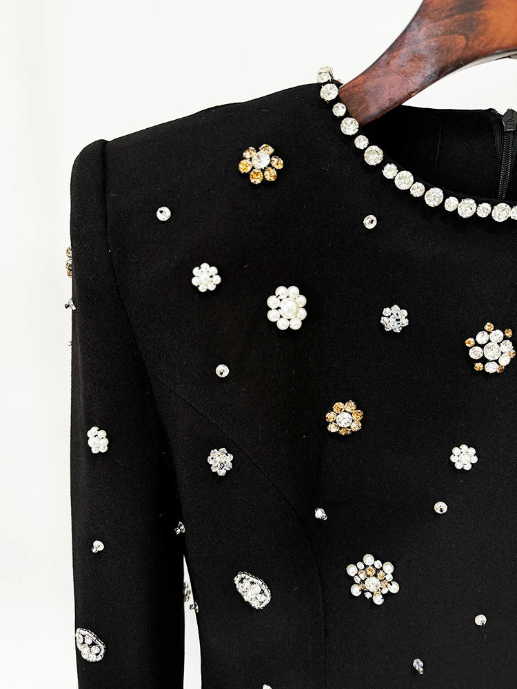 Long Sleeve Beaded Luxurious Maxi Dress