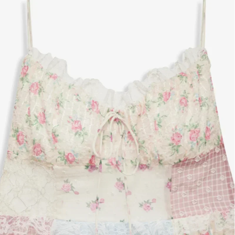 Lace Patchwork Halter Maxi Party Dress