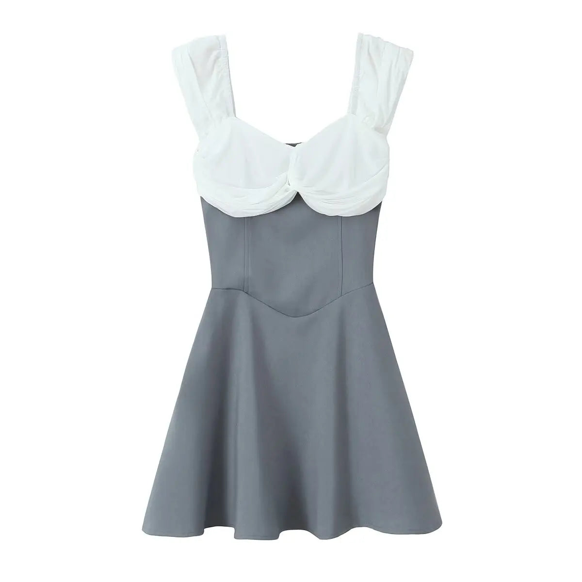 Contrast Slash Shoulder Elastic Fit Mini Dress