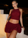 Furry Crop Top Set Cozy Mini Dress