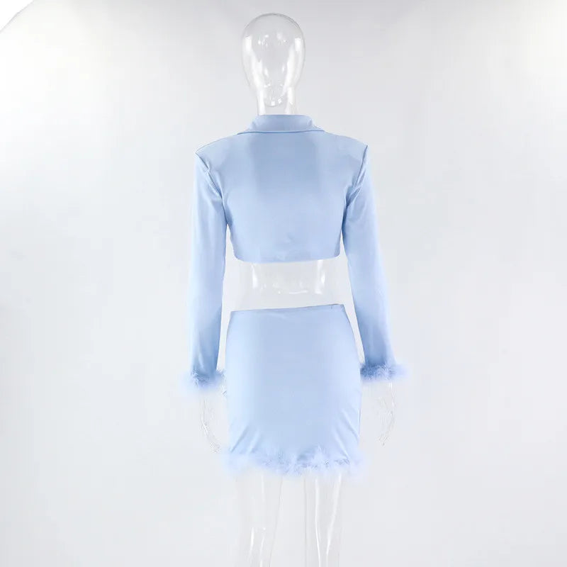 Long Sleeve Top High Waist Suit Mini Dress