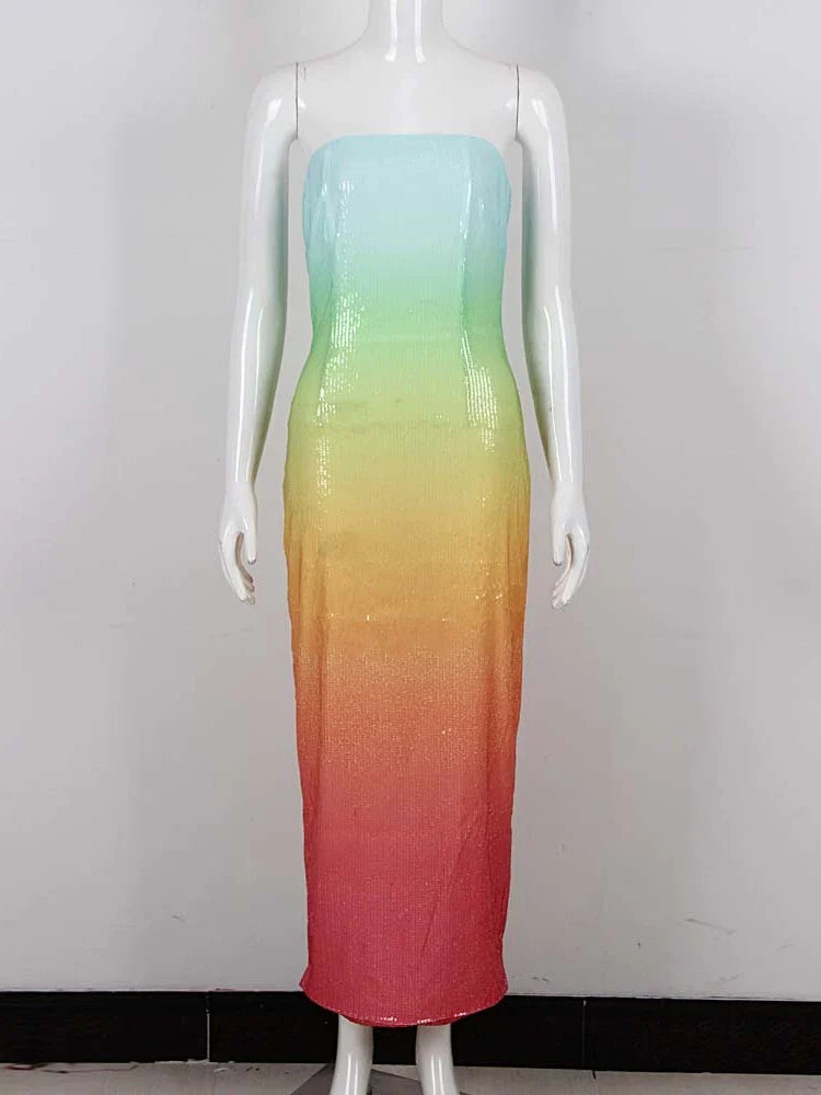 Ombre Sequin Party Midi Dress