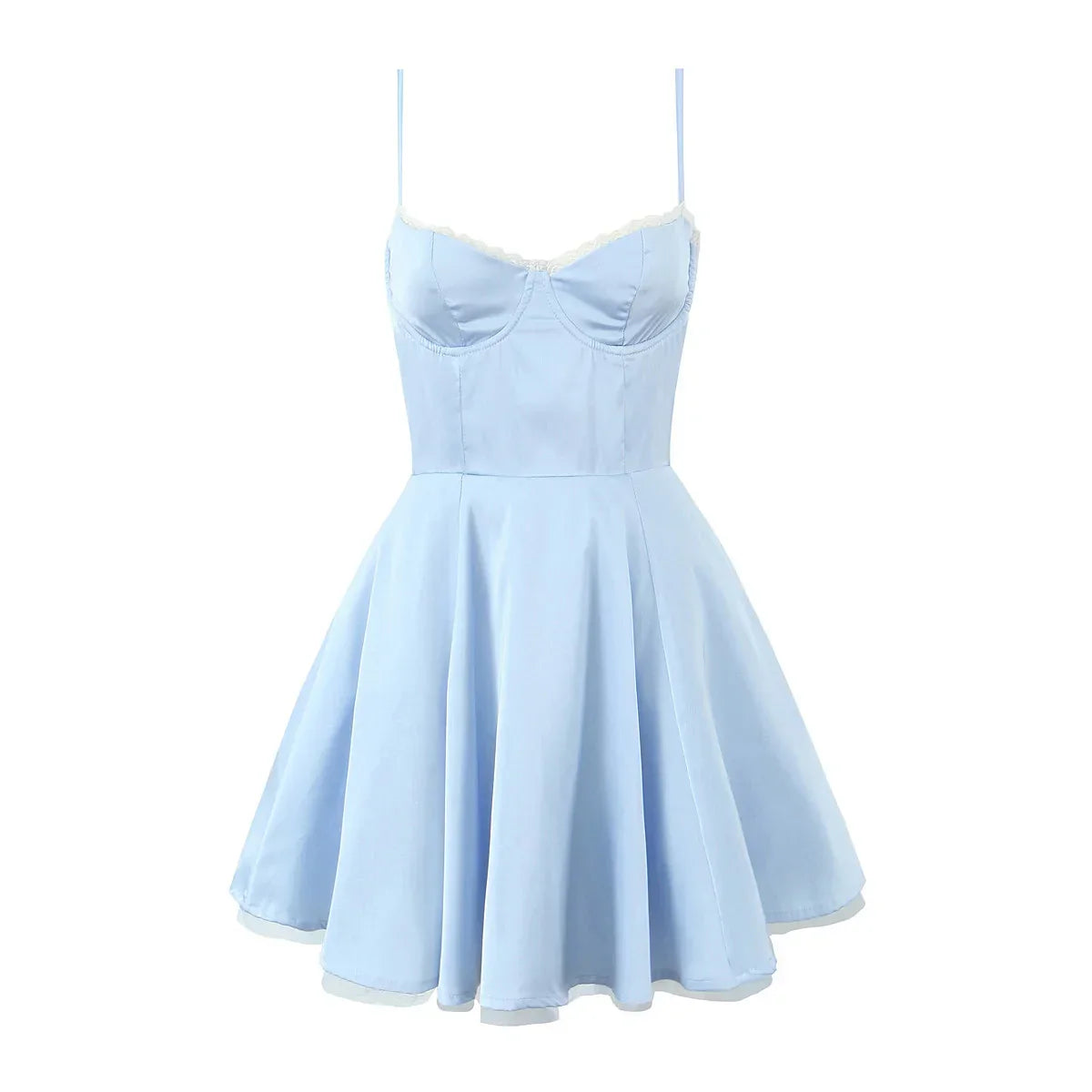 Satin Corset Lace Two-Layer Hem Mini Party Dress