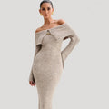 Knitted Off Shoulder Soft Midi Dress