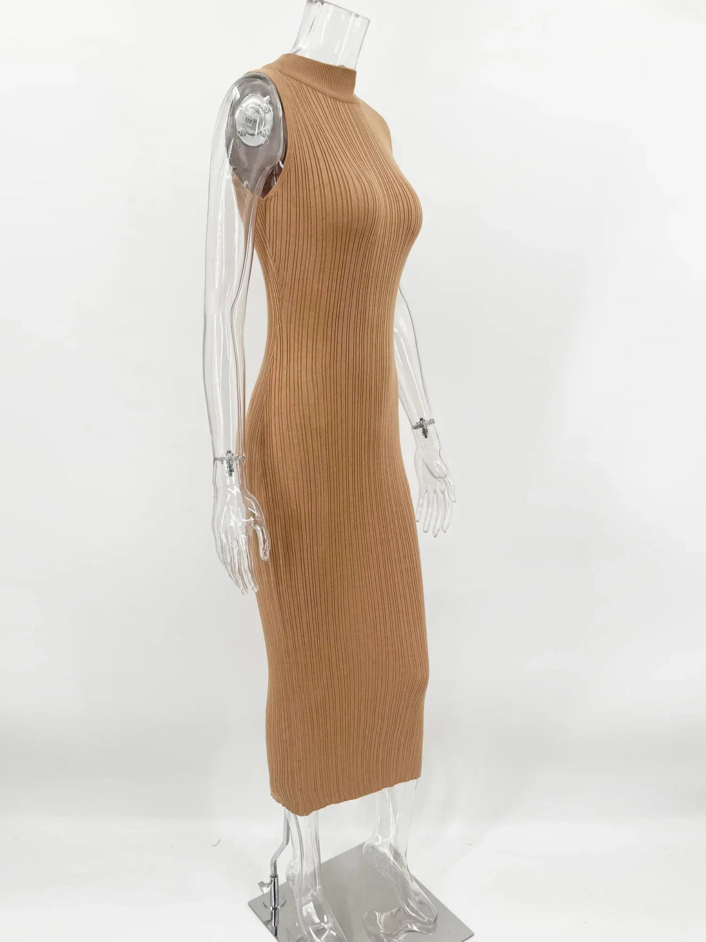 Sleeveless Turtleneck Casual Maxi Dress