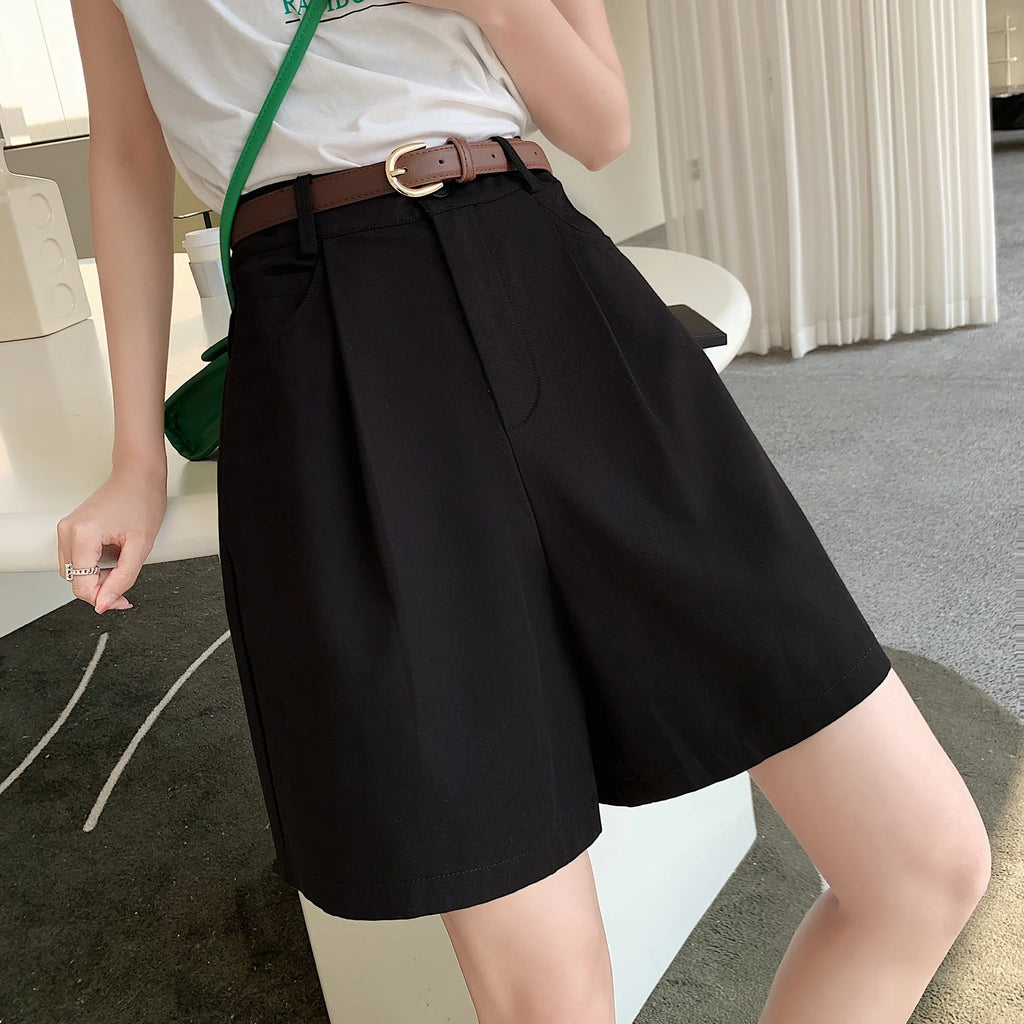 Workwear High Waist Wide Leg Trendy Short