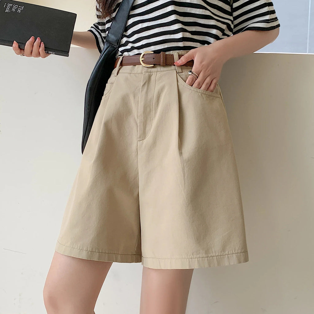 Workwear High Waist Wide Leg Trendy Short