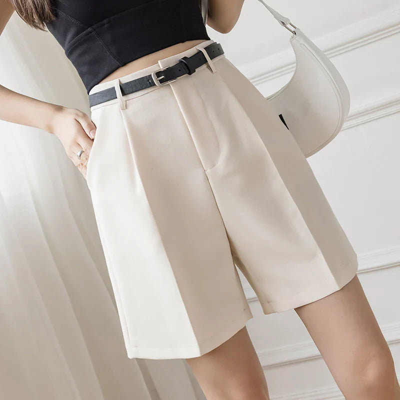 High Waist Loose Spring Straight Suit Short