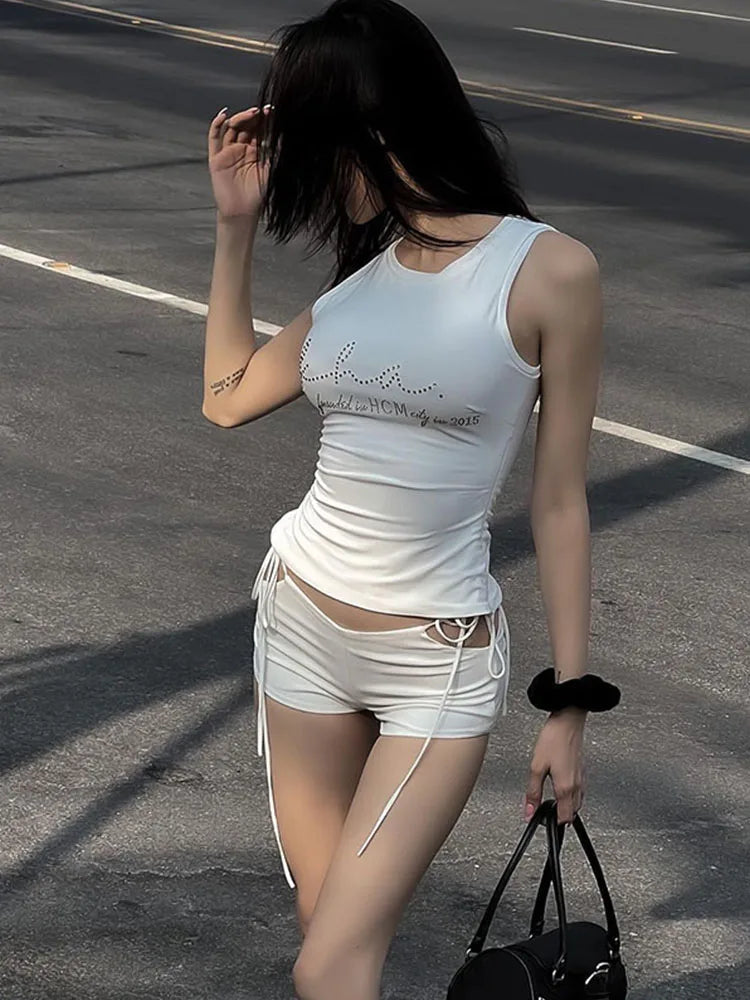 Lace-up Mini Low Waist Korean Slim Short