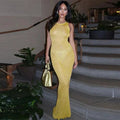 Sequin U Neck Sleeveless Slim Summer Maxi Dress
