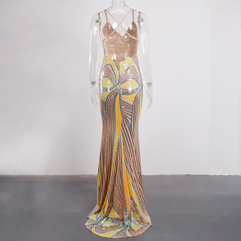 Sexy Slip Long Golden Prom Maxi Dress