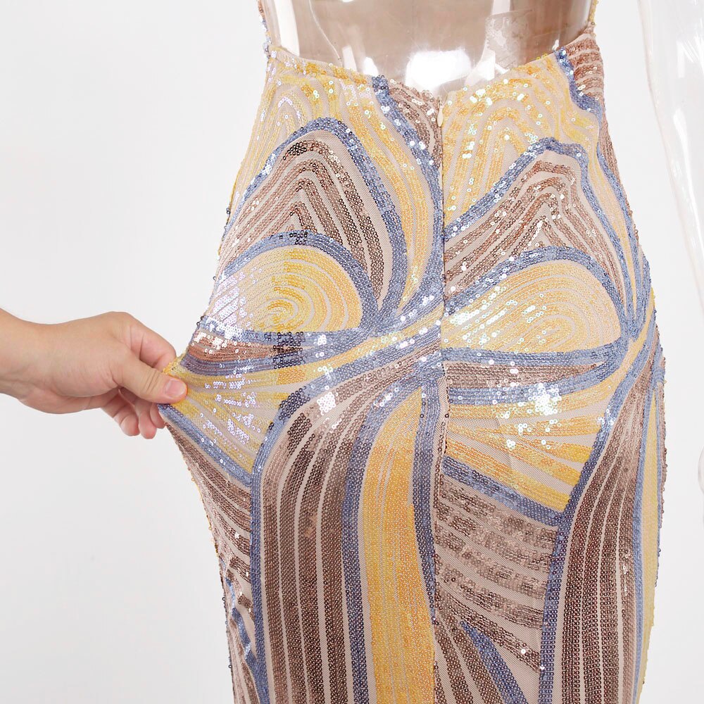 Sexy Slip Long Golden Prom Maxi Dress