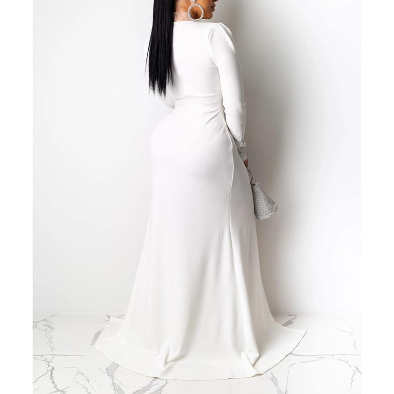 Diamonds Long Sleeve Party Maxi Dress