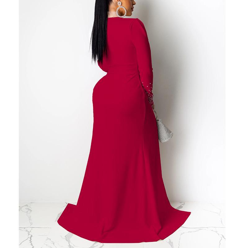 Diamonds Long Sleeve Party Maxi Dress