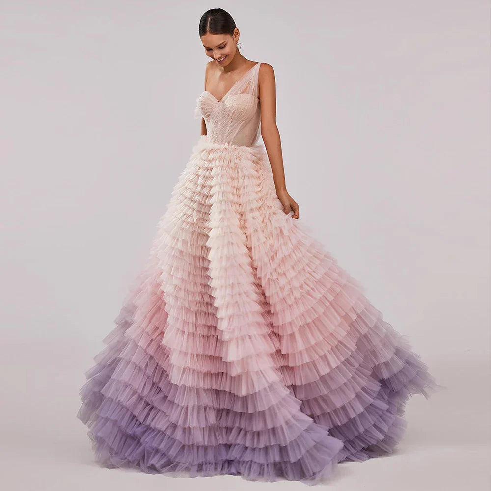 Pink Lilac One Shoulder Ball Gown Party Dress