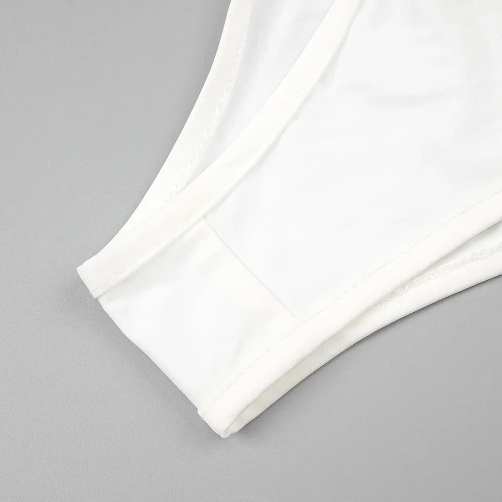 Strapless Mesh White A-Line Maxi Party Dress