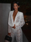 White Lace Two-Piece Loose Pants Party Dress
