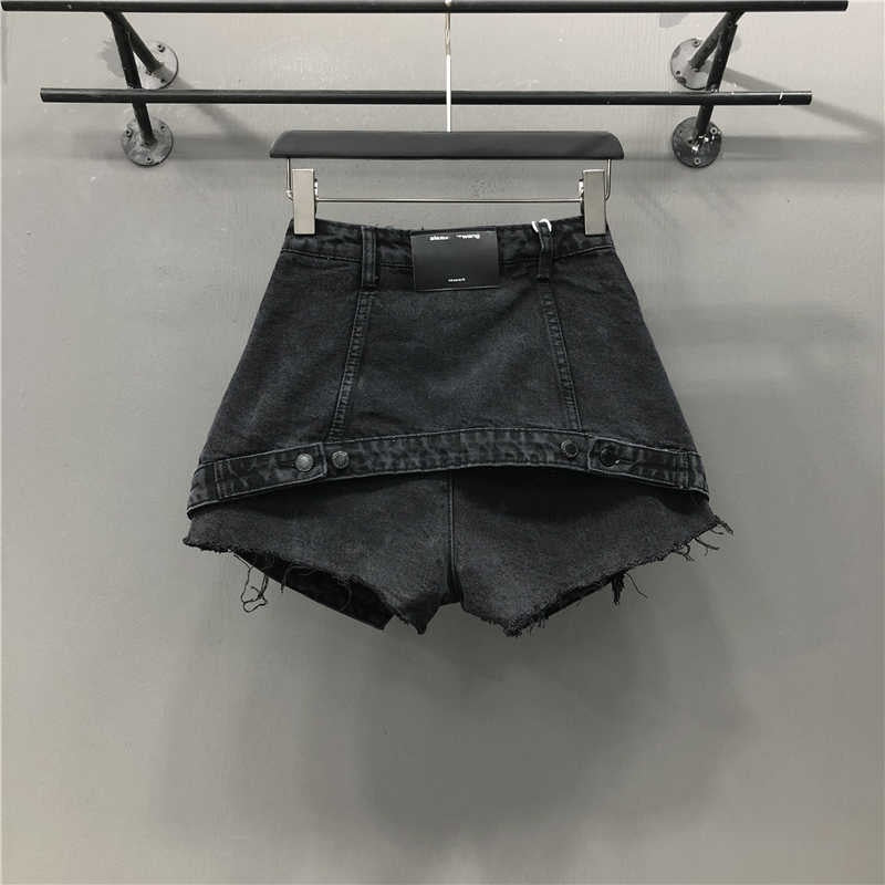A-line High Waist Dual Layer Denim Short