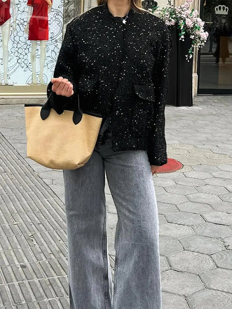 Black Zipper Bomber Mini Coat