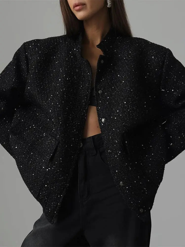 Black Zipper Bomber Mini Coat