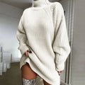 Loose Winter Knee-Length Knit Sweater