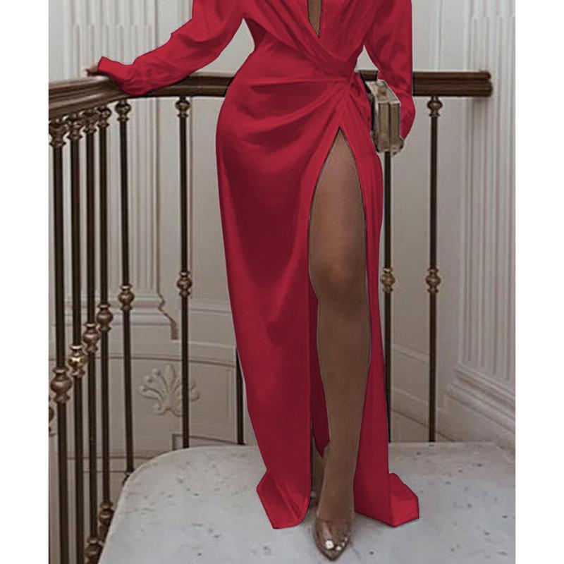Solid Twisted Design Shirt Maxi Dress