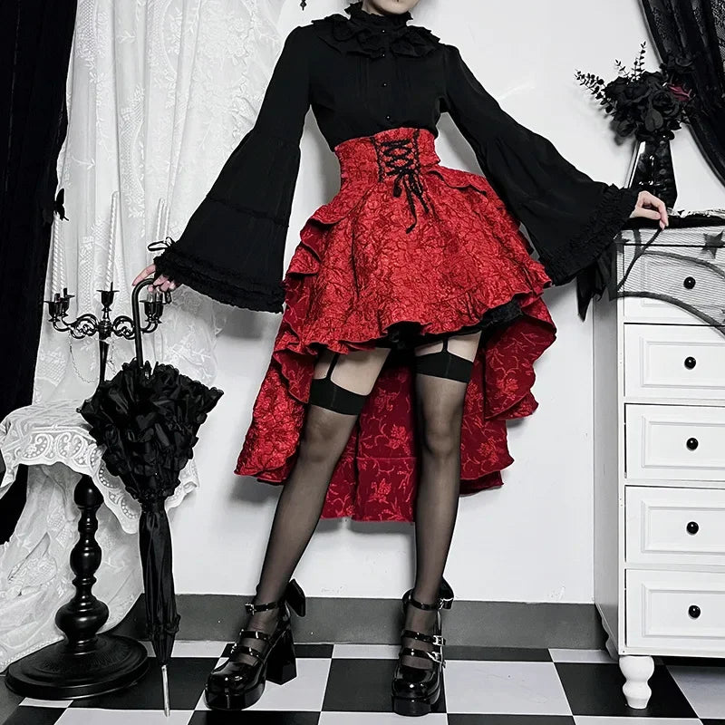Gothic Irregular Shirred Pleated Party Maxi Dress