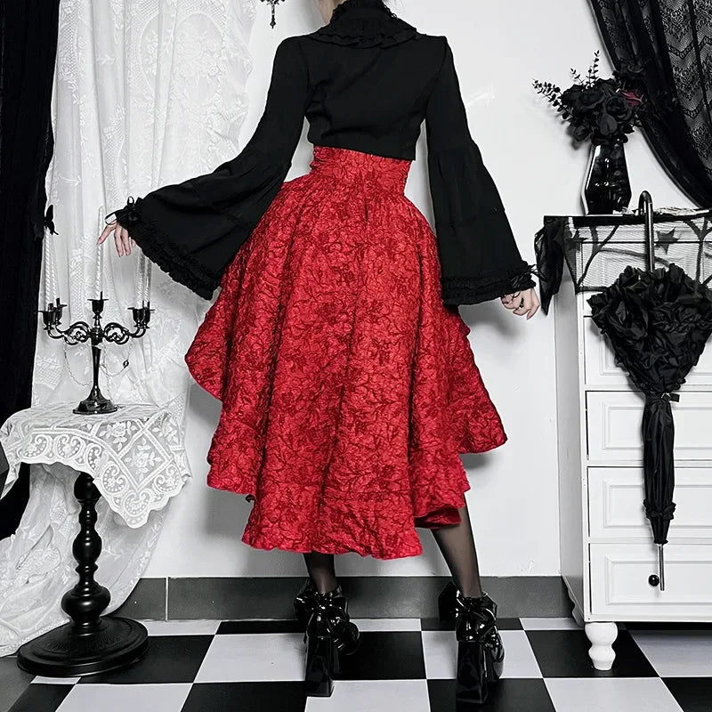 Gothic Irregular Pleated Party Maxi Corset Skirt