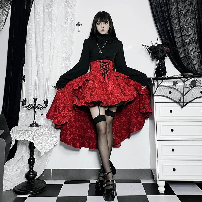 Gothic Irregular Shirred Pleated Party Maxi Dress