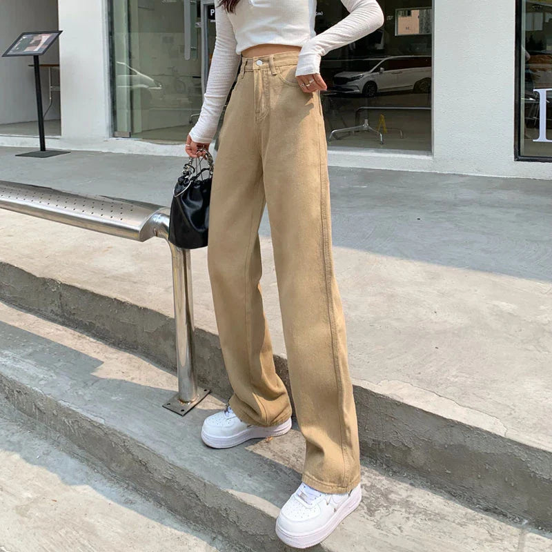 Khaki High Waist Pear Shape Wide Leg Jean