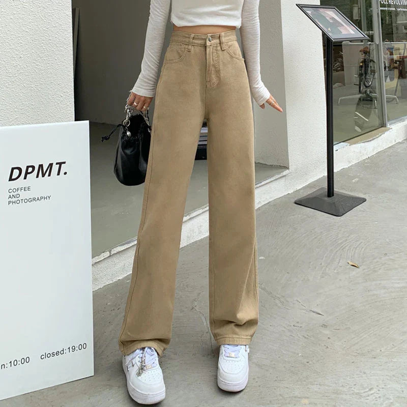 Khaki High Waist Pear Shape Wide Leg Jean