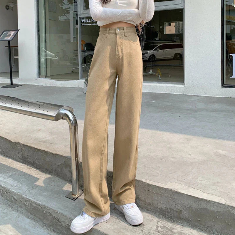 Khaki High Waist Pear Shape Wide Leg Jean