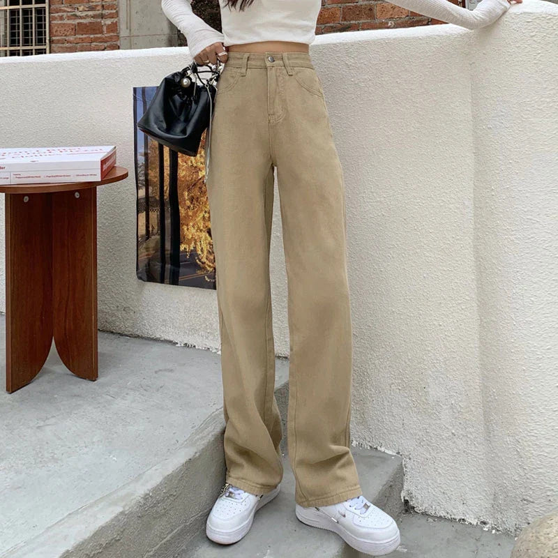 Khaki High Waist Pear Shape Wide Leg Jean
