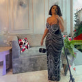 Rhinestone Strap Bubble Evening Maxi Dress